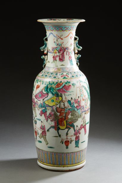 null China, late 19th century
Large baluster vase in porcelain and famille rose enamels,...