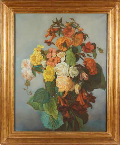 null Edouard HAZAN
(Actif vers 1877)
Bouquet de fleurs
Pastel
Dim. : 72 x 57 cm
Signé...