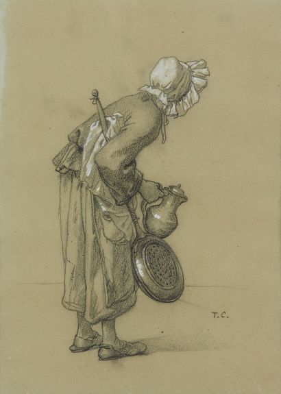 null Thomas COUTURE
(Senlis 1815 – Villiers le Bel 1879)
Etude de femme au balai...
