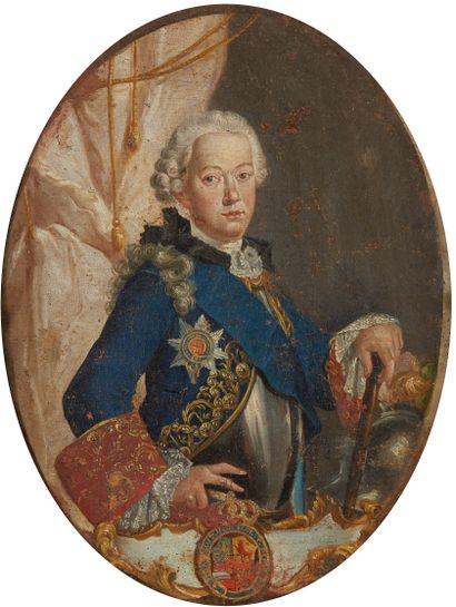 null Ecole ANGLAISE vers 1760
Portrait de George III d’Angleterre
Toile ovale
29,5...