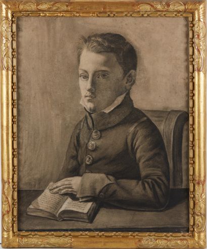 null Cte CLARY
(Actif en 1813)
Portrait d’un jeune garçon au livre
Pierre noire
Dim....