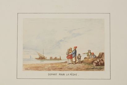null A. BERNARD
(Actif vers 1900)
Le départ pour la pêche d’après Auguste Delacroix
Le...