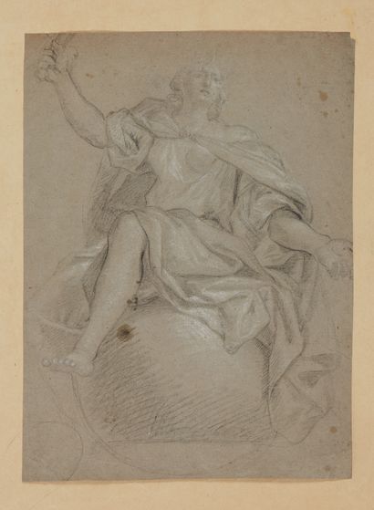 null Ecole FRANCAISE du XVIIIème siècle
Etude d’homme drapé, figure de décor plafonnant
Crayon...