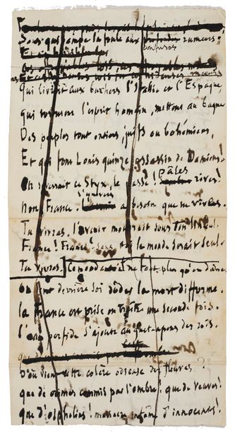  HUGO (Victor)
Manuscrit de travail autographe de L’Elégie des fléaux, extrait de... Gazette Drouot