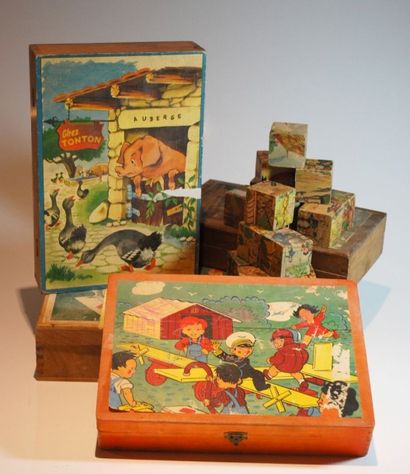 null Lot de quatre jeux de société anciens
En bois: un puzzle cube sur le thème des...