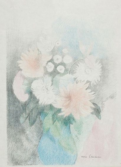 Marie LAURENCIN (1883-1956) Bouquet de fleurs au vase bleu
Lithographie en couleurs...