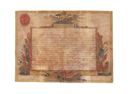 null Congé militaire illustré, 1789
Document à en-tête de César Henri, Comte de la...