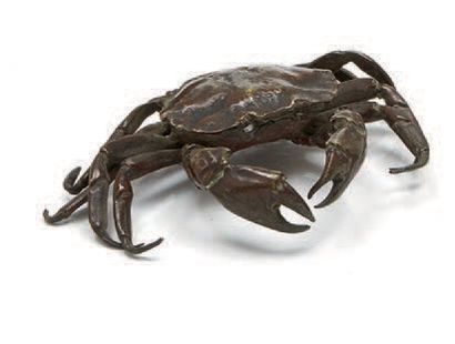 Crabe Epreuve en bronze à patine brune.
Travail japonais.
Long.: 12 cm