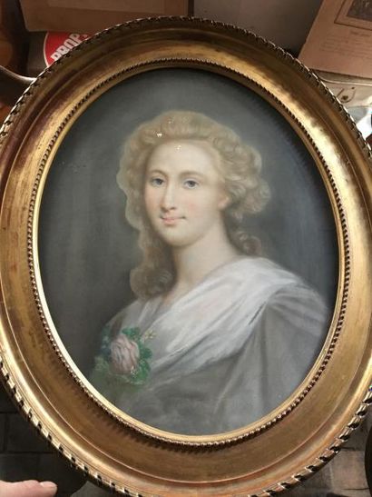 null Ecole française du XIXe siècle. Portrait de jeune femme.

Pastel non signé....