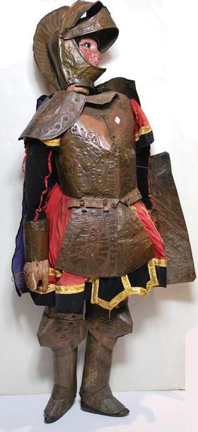 null Importante marionnette Sicilienne dite "Pupi" figurant un chevalier du moyen-âge,...