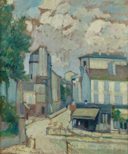 OTTMANN Henri, 1877 - 1927 
Rue à Paris, 1908
Huile sur toile, signée, située et...