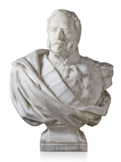 AIME MILLET (1819-1891) 
Important buste en marbre blanc de Carrare représentant...