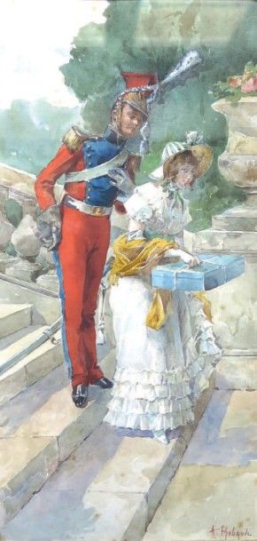 Alcide Théophile ROBAUDI (Nice, 1850 – Paris, 1928) 
Le galant lancier rouge de la...