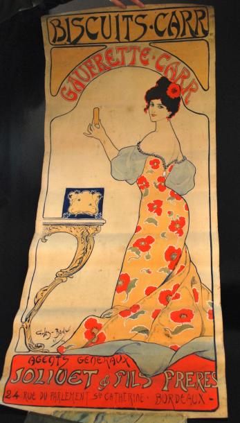 null Affiche publicitaire - Carlos BADE (avril 1902). Projet, peint à la gouache,...