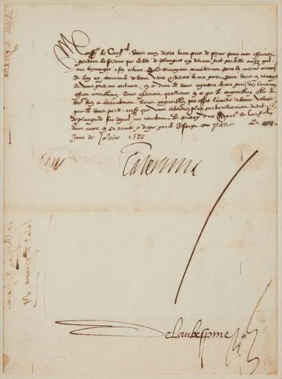 null Catherine de MÉDICIS (Florence 1519-Blois 1589) 

Lettre signée « Caterina »...