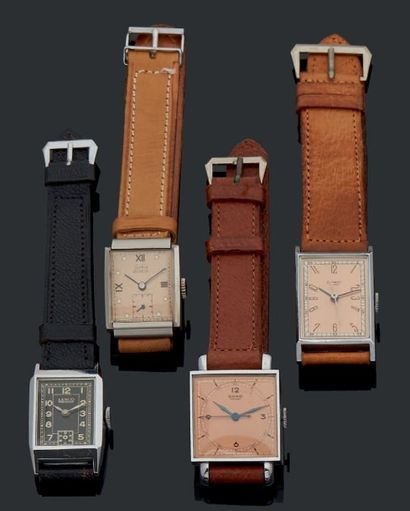 null Ensemble de quatre montres-bracelet métal chromé à mouvements mécaniques de...