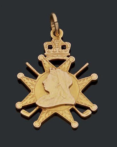 null Médaille
Médaille de golf en or jaune 18K (750) à l'effigie de la Reine
Victoria....