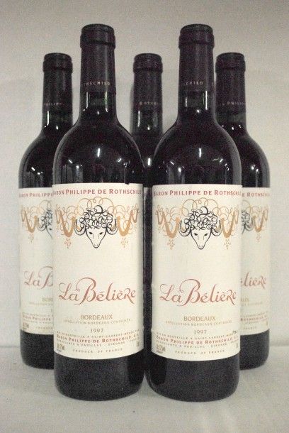 null Cinq bouteilles de la Bélière 1997, Baron Philippe de Rothschild, Bordeaux ...