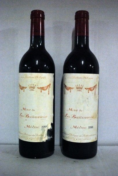 null Deux bouteilles de la Baronnie 1988, Baron Philippe, Médoc, Bordeaux rouge
