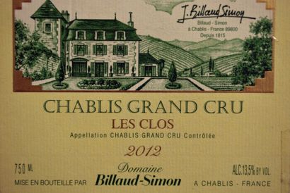 null Douze bouteilles de Billaud-Simon, Chablis, Blanc, 2012, Chablis les Clos, Bourgogne,...