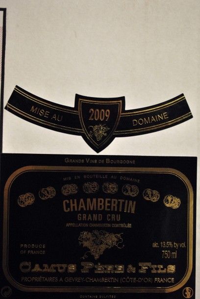 null Douze bouteilles de Camus Père & Fils, Chambertin, Rouge, 2009, Bourgogne, CO...