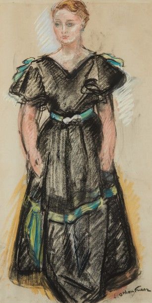 FRIESZ EMILE OTHON (1879-1949) 
Femme en robe de soirée.
Pastel, signé en bas à droite
Dim.:...