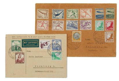 null Allemagne, 1936 - Une enveloppe et une carte postale affranchies de timbres-poste...