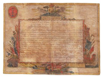 null Congé militaire illustré, 1789
Document à en-tête de César Henri, comte de la...