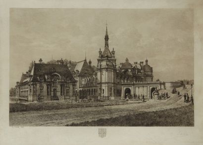 Eugène SADOUX (1841-1906) 
Le Château de Chantilly (avant travaux).
Pointe sèche...