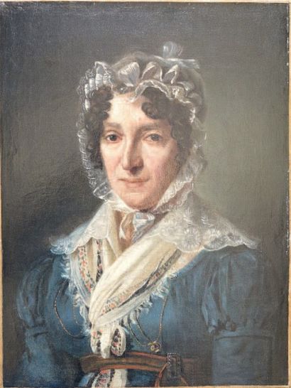 ECOLE FRANCAISE DU XIXème siècle 
Portrait de femme de qualité dans le goût de BOILLY...