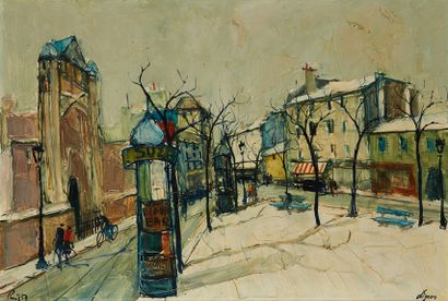 Bernard LIGNON (1928) 
La place des Abbesses et l'église Saint Jean de Montmartre...