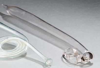  Pipette de chais en verre épais translucide. Epoque XIXème siècle. Long: 41,5 cm...