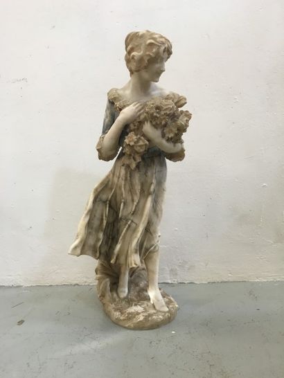 null Femme aux fleurs.

Sculpture en albâtre.

Vers 1900.

Hauteur 73 cm