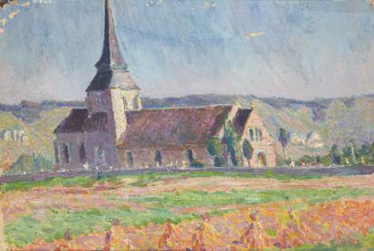 WIDHOPFF WIDHOPFF David Osipovitch (1867-1933), Église aux champs, peinture sur papier...