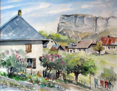 null Aquarelle représentant une scène de village signée en bas à gauche.


Dim. 48...