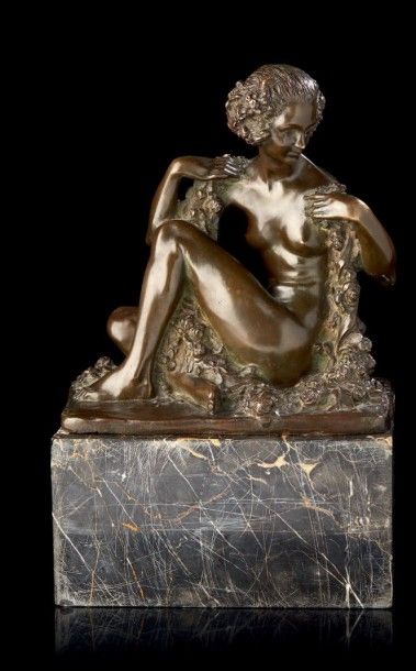 Marcel André BOURAINE (1886-1948) Femme nue tenant une guirlande de fleurs.
Epreuve...