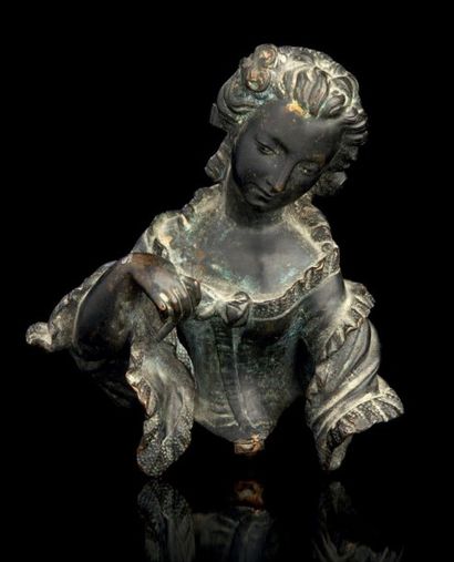 null Buste de femme en bronze ciselé et patiné.
XIXe siècle (probablement un élément...