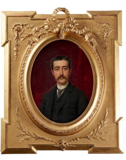 DAMON René Louis, fin XIXe-début XXe siècle Couple, 1890.
Paire de portraits à l'huile...