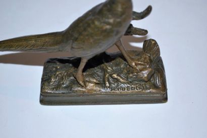 A. DUBUCAND (1828-1894) Faisan.
Bronze à patine dorée, signé sur la terrasse, fonte...