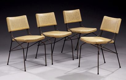 *Roger LANDAULT (1919-1983) & Aux 
Bois Dorés Editeur
Suite de quatre chaises, structures...