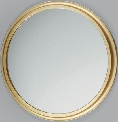*Travail 1970 
Miroir circulaire en métal anodisé doré.
Diam.: 60 cm
