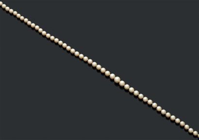 null Long collier de perles de culture en chute, le fermoir en or jaune 18K (750).
Long:...