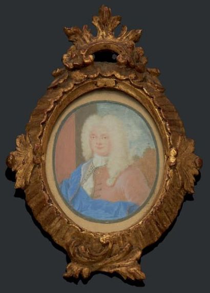 Ecole Italienne du XVIIIe siècle Portrait d'homme de qualité en habit brun et cape...