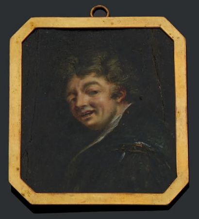 École FRANÇAISE vers 1790 Portrait d'un jeune homme en habit brun.
Miniature octogonale...