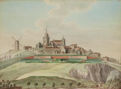 École FRANÇAISE de la fin du XVIIIe siècle 
Projets de fortification pour la butte...