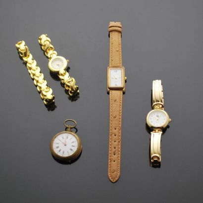 LIP et MOVITEX Ensemble de quatre montres dont deux en métal doré (LIP et MOVITEX),...
