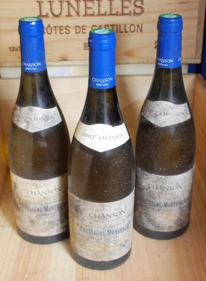 null 3 bouteilles de 		Chassagne Montrachet, Les Chenevottes, 2007, Domaine Chanson...