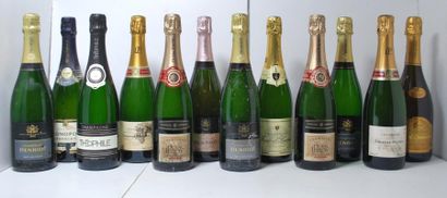 null Ensemble de 12 bouteilles comprenant :

- 1	 Champagne	, 	Cuvée Prestige			,...