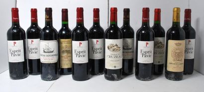 null Ensemble de 12 bouteilles comprenant :

- 6	 Esprit de Pavie, 	2009	, Gérard...