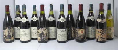 null Ensemble de 12 bouteilles comprenant :

- 1	 Volnay, rouge (			sans étiquette).

-...